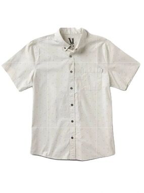Vuori Mens’ Crest Short Sleeve Button-Down Salt Arrow Medium